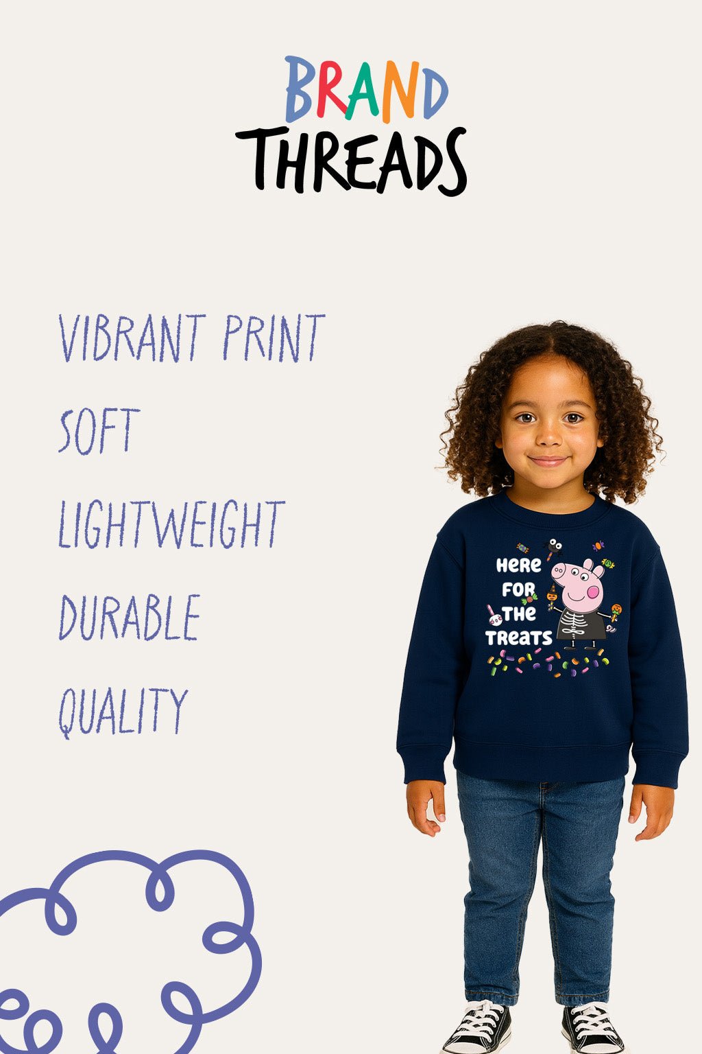 Peppa Pig Girls Halloween Navy Sweatshirt - Brand Threads