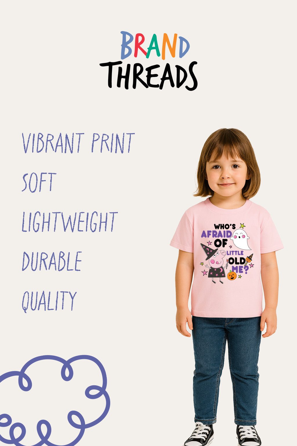 Peppa Pig Girls Light Pink Halloween T-Shirt - Brand Threads