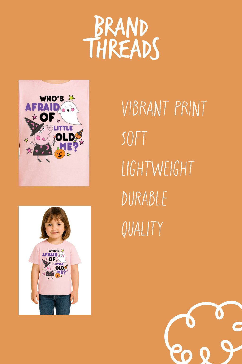 Peppa Pig Girls Light Pink Halloween T-Shirt - Brand Threads