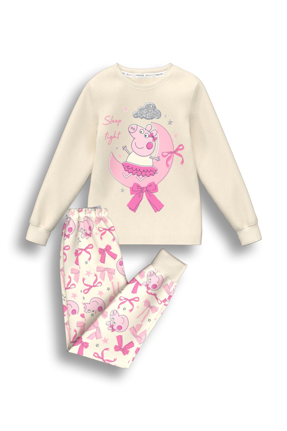 Peppa Pig girls pyjamas long sleeve cotton sleepwear set - Brand Threads