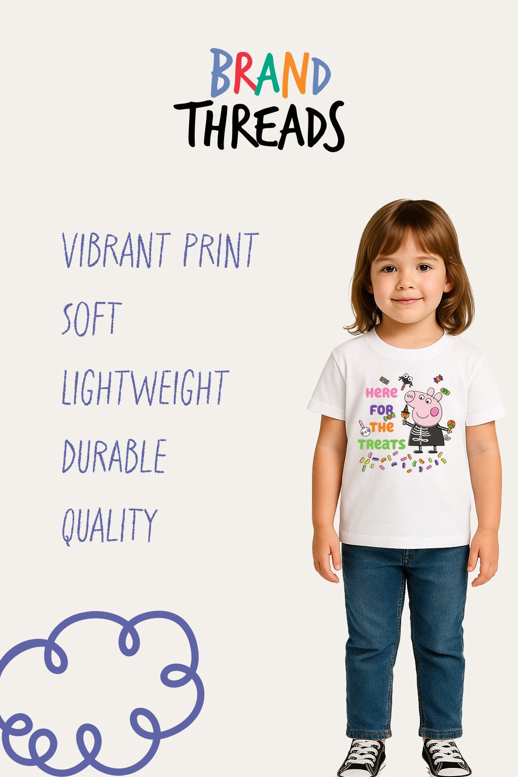 Peppa Pig Girls White Halloween T-Shirt - Brand Threads