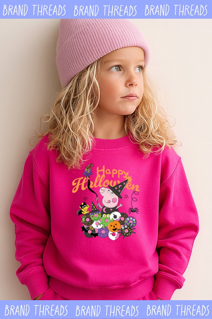 Peppa Pig Halloween Girls Hot Pink Sweatshirt - Brand Threads