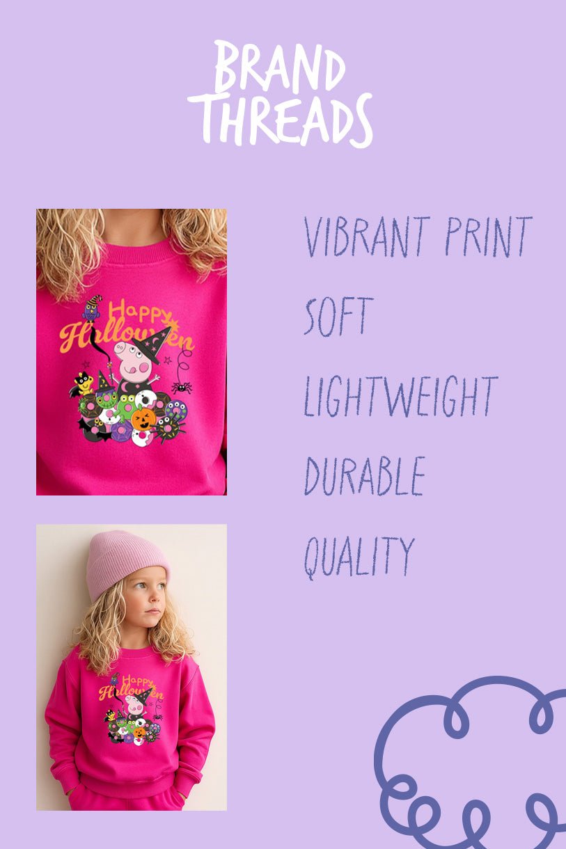 Peppa Pig Halloween Girls Hot Pink Sweatshirt - Brand Threads