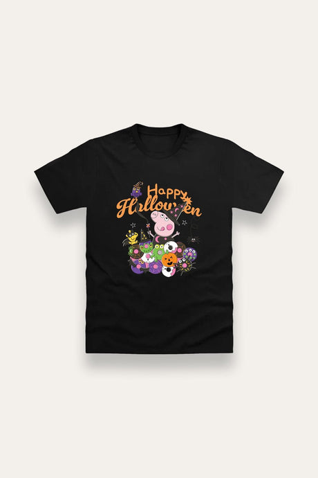 Peppa Pig “Happy Halloween” Girls Black T-Shirt - Brand Threads