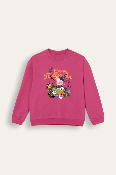 Peppa Pig “Happy Halloween” Girls Hot Pink Sweatshirt - Brand Threads