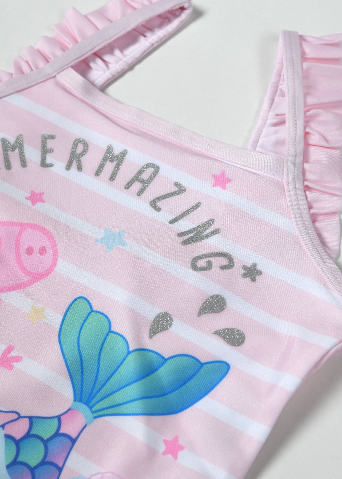 Peppa Pig Mermaid Girls One - Piece Swimsuit - Ruffle Swimwear - Brand Threads