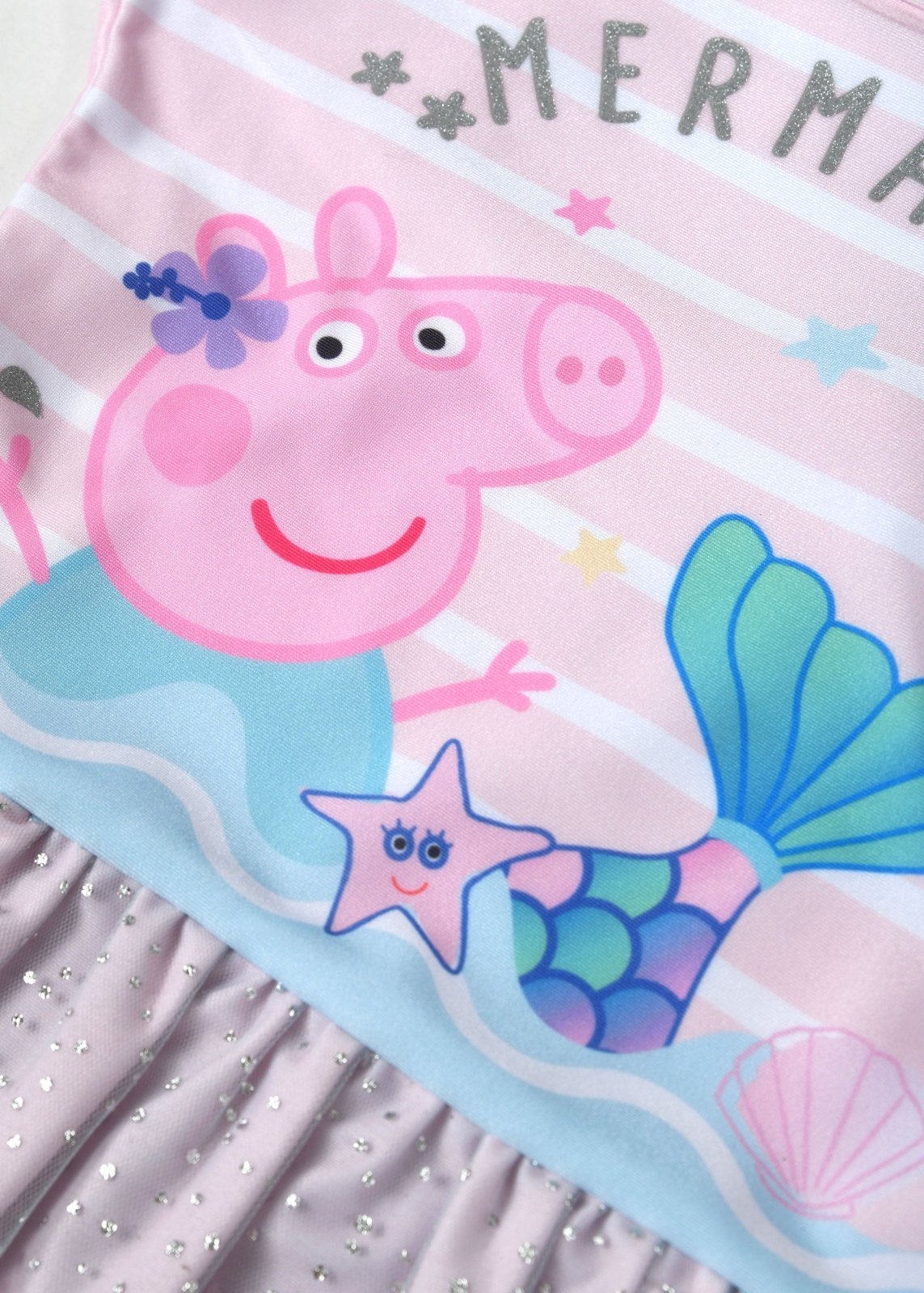 Peppa Pig Mermaid Girls One - Piece Swimsuit - Ruffle Swimwear - Brand Threads