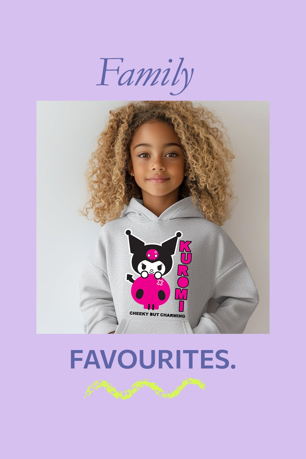 Sanrio Kuromi Kids’ Hoodie – Sport Grey Cotton Hooded Sweatshirt - Brand Threads