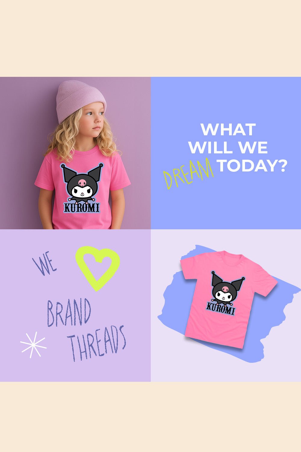 Sanrio Kuromi Kids’ T-Shirt – Azalea Pink Cotton Tee - Brand Threads