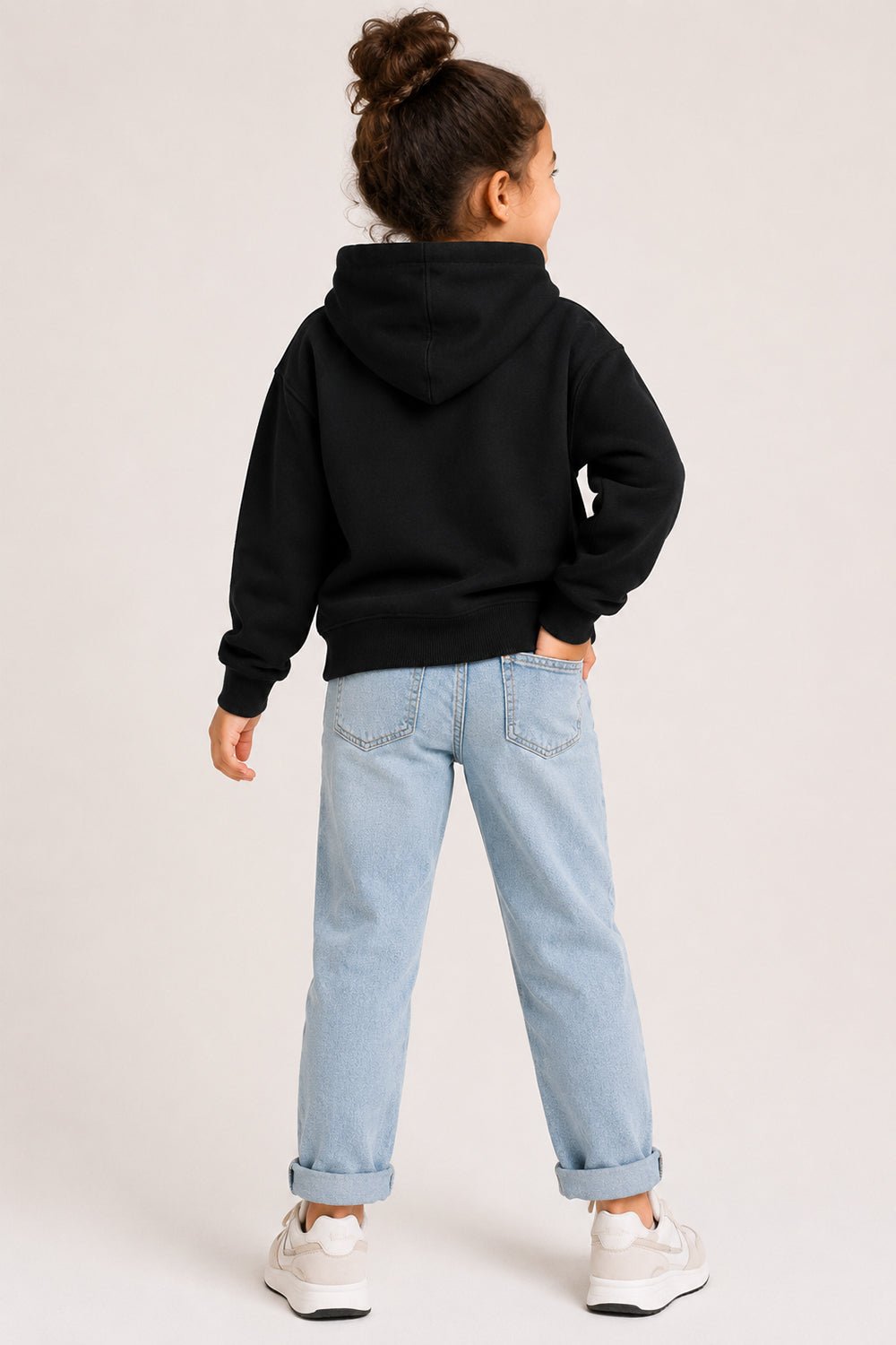 Smiley Girls Black Hooded Sweatshirt with Smiley Print - Brand Threads