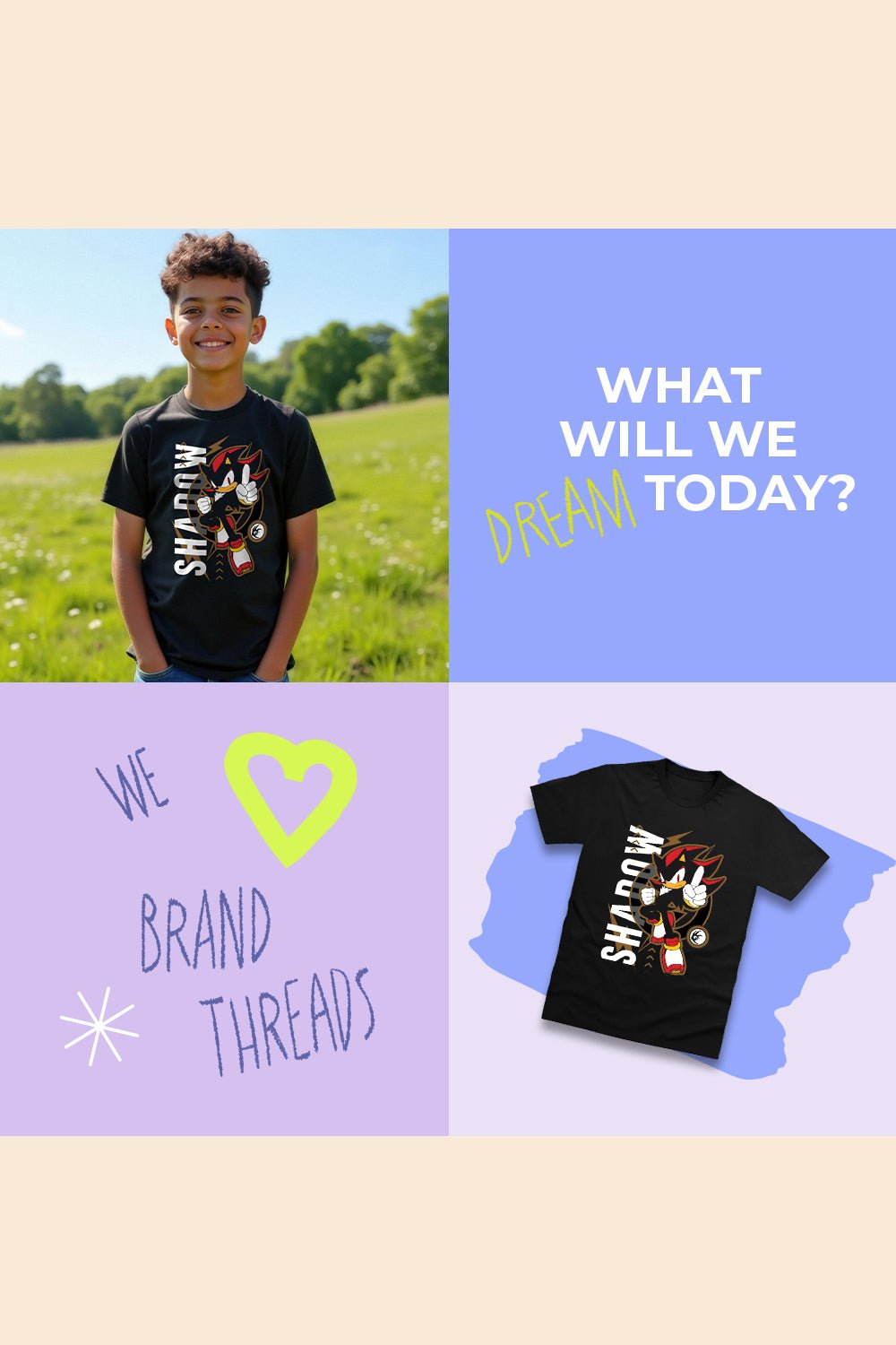 Sonic the Hedgehog Boys T-Shirt – Black 100% Cotton Short Sleeve Tee - Brand Threads