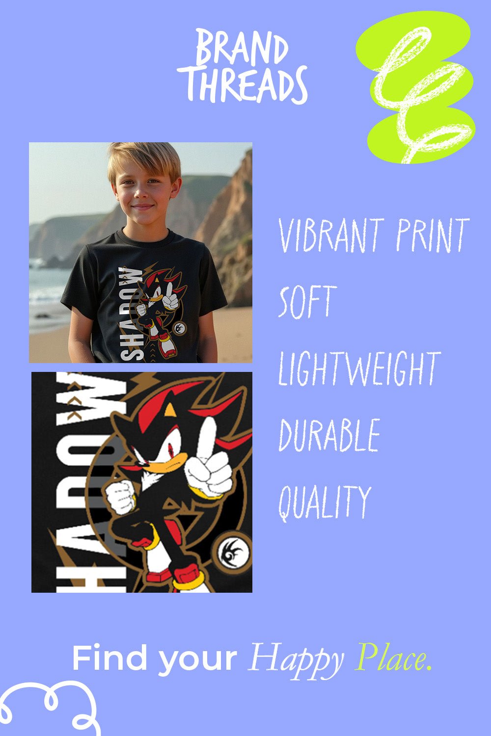 Sonic the Hedgehog Boys T-Shirt – Black 100% Cotton Short Sleeve Tee - Brand Threads