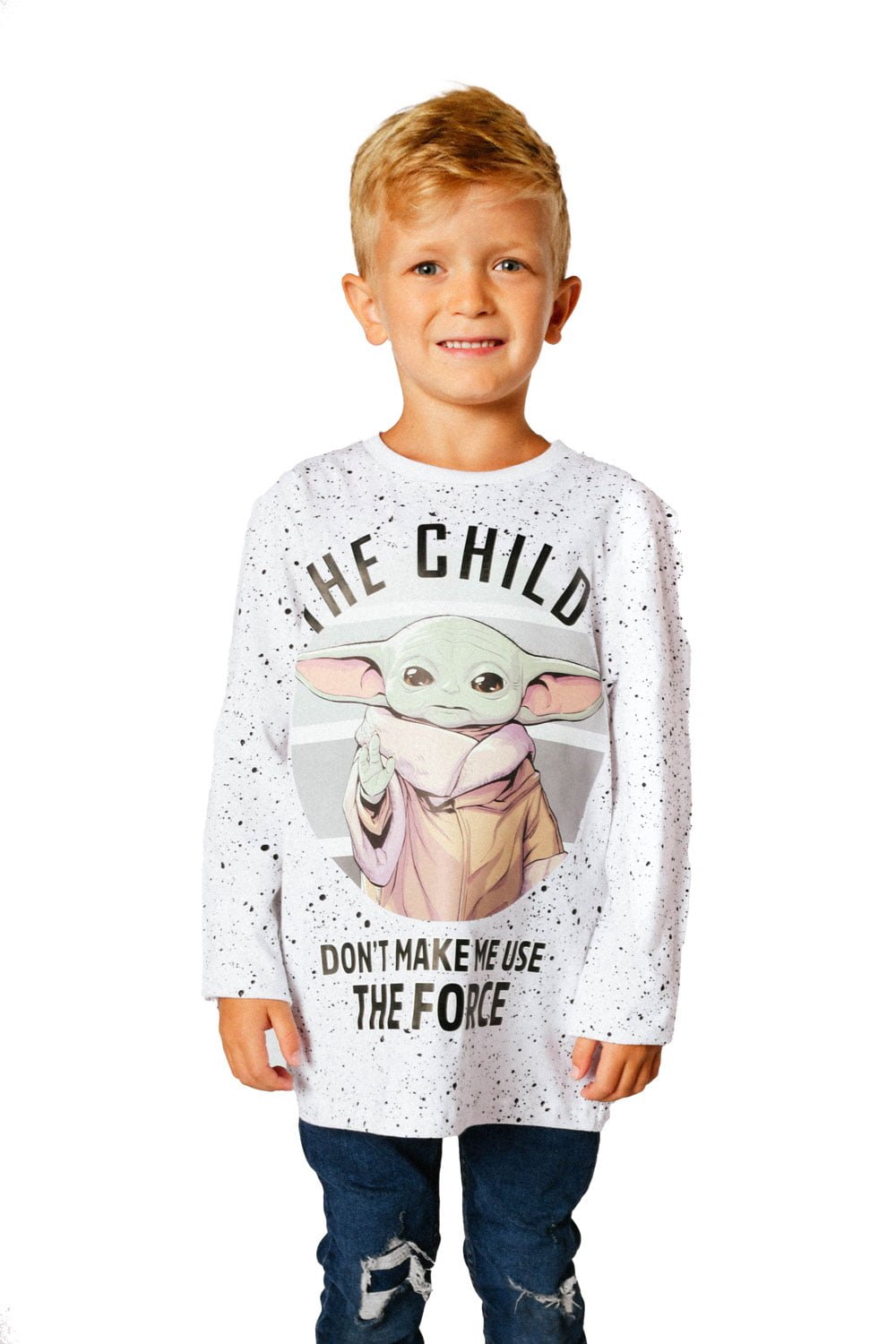 Star Wars The Mandalorian Boys Unisex Long Sleeve BCI Cotton Top - Brand Threads