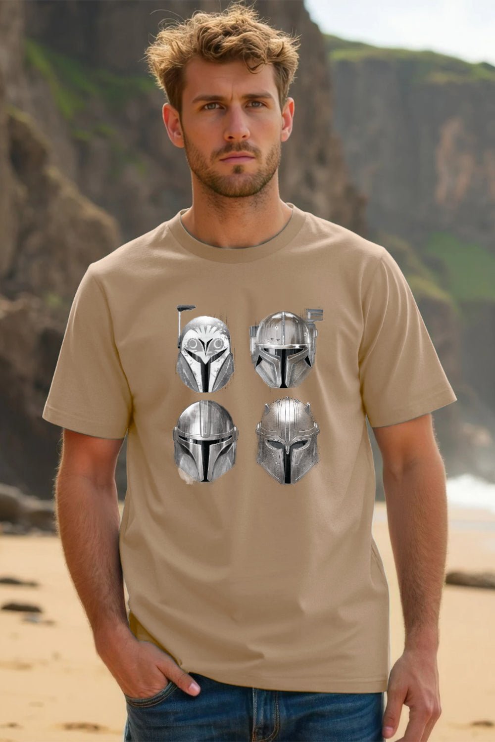 The Mandalorian Men’s Sand T-Shirt - Brand Threads