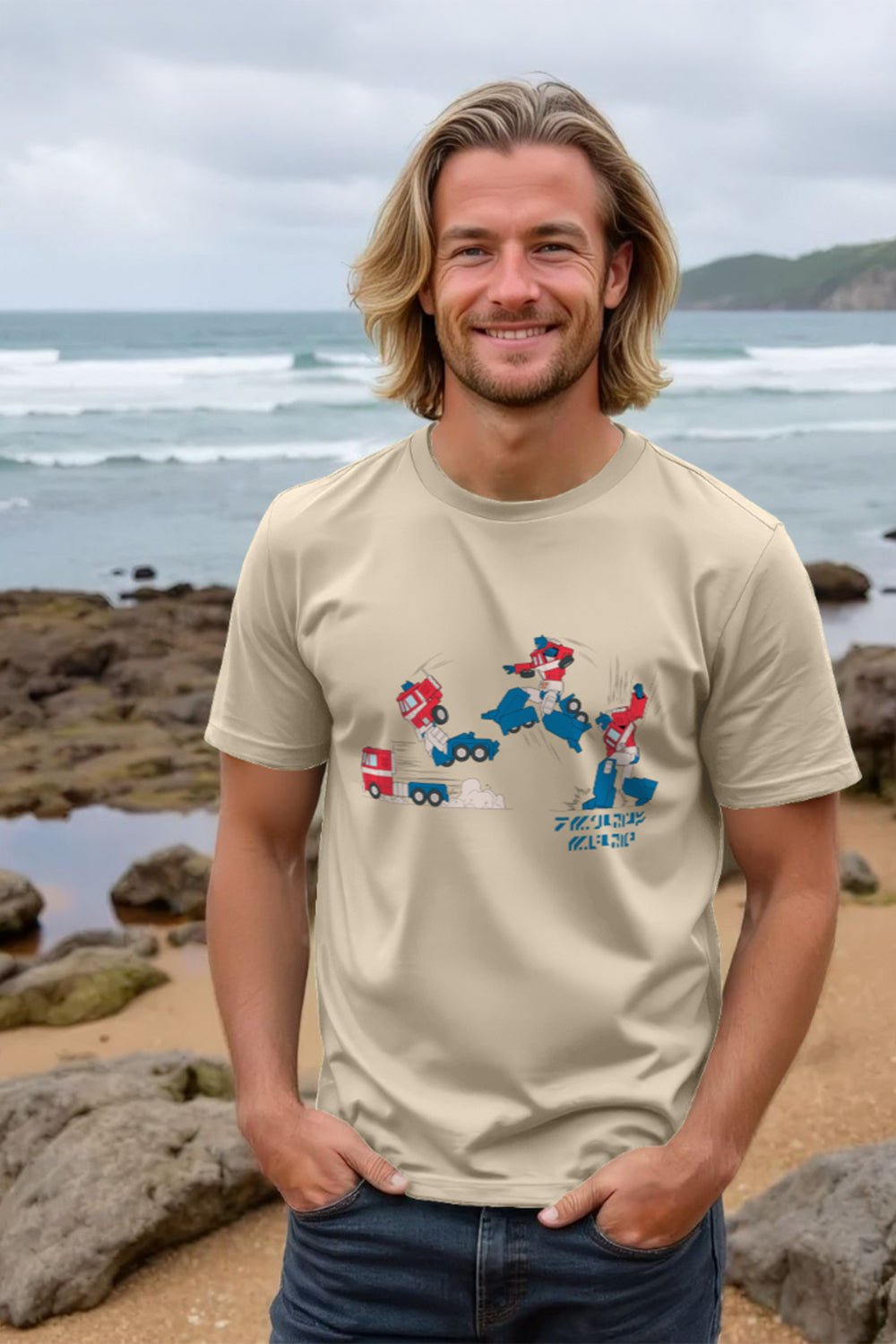 Transformers Men’s Retro Optimus Prime T-Shirt – Natural Cotton Short Sleeve Graphic Tee - Brand Threads