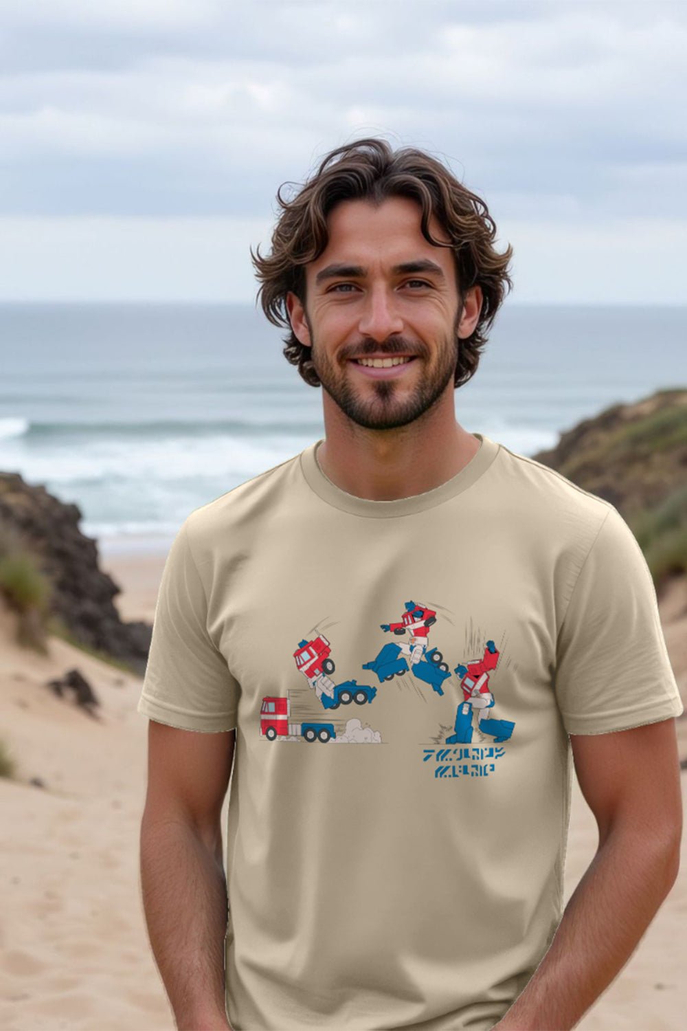 Transformers Men’s Retro Optimus Prime T-Shirt – Natural Cotton Short Sleeve Graphic Tee - Brand Threads