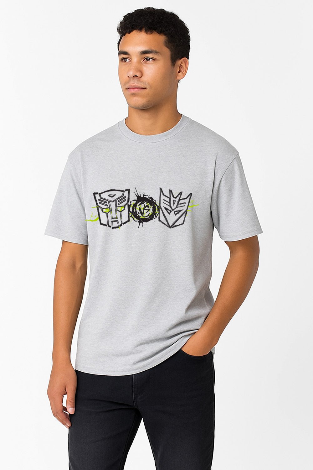 Transformers Men’s T-Shirt – Grey Cotton Blend Short Sleeve Tee - Brand Threads