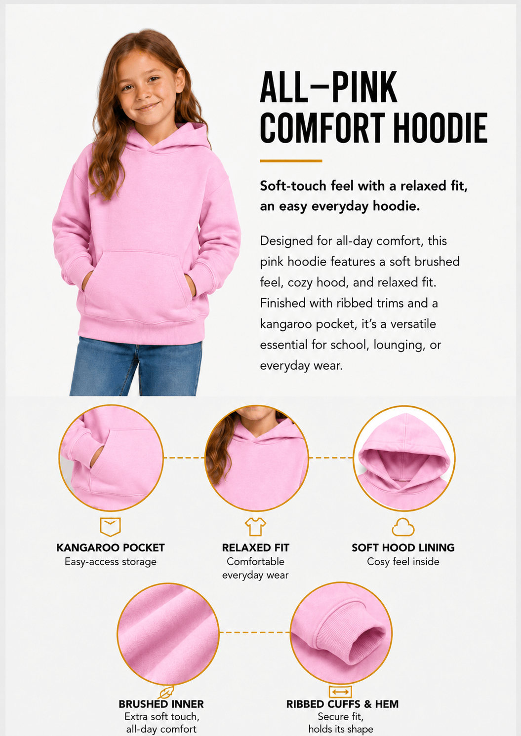 Unisex Kids Drop Shoulder Hoodie - Brand Threads