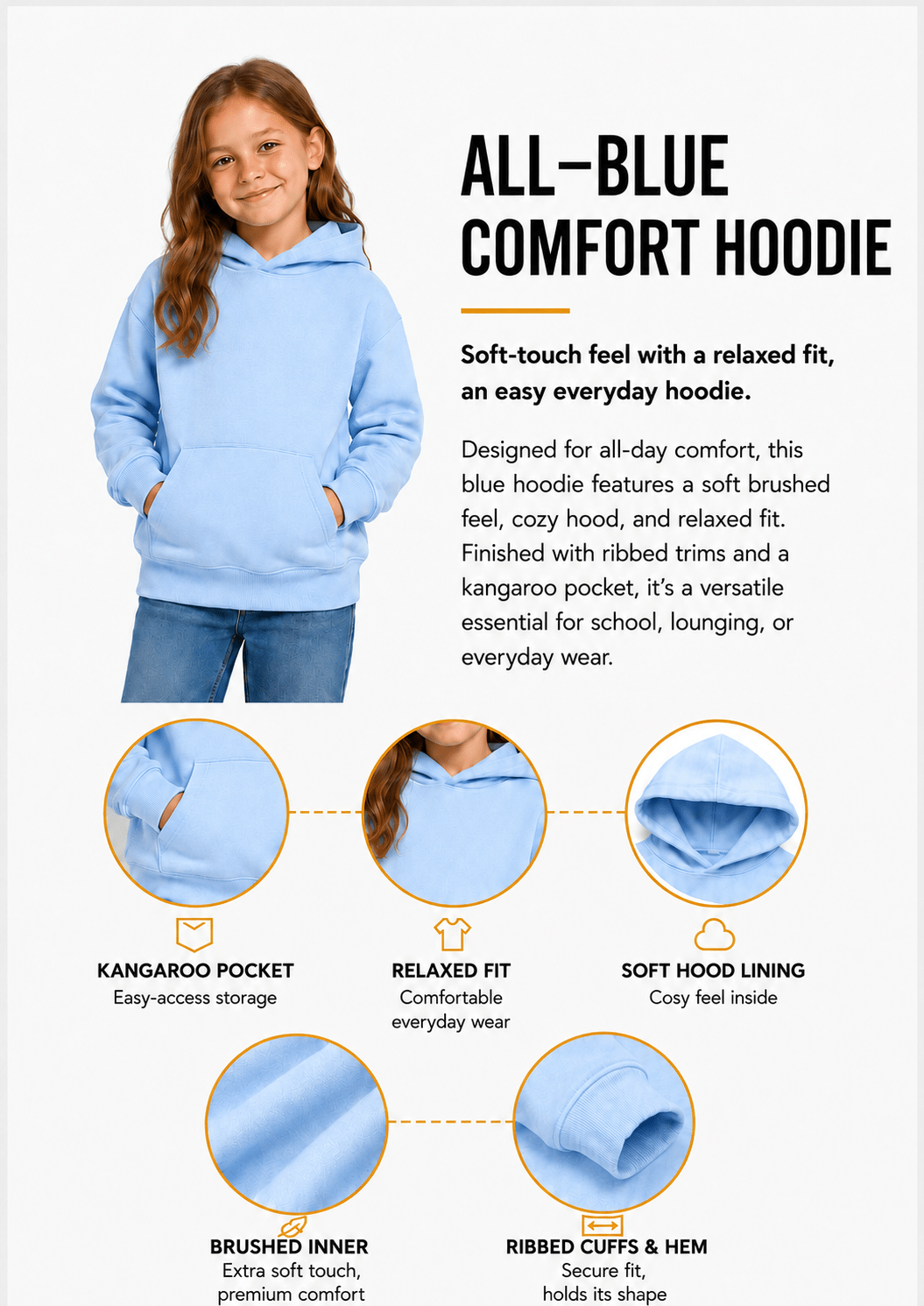 Unisex Kids Drop Shoulder Hoodie - Brand Threads