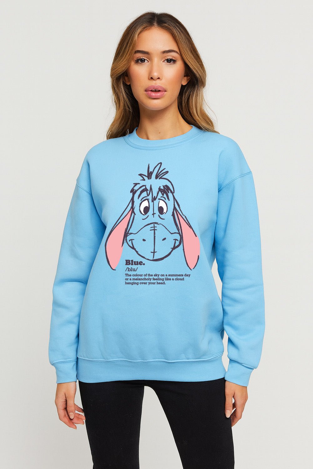 Winnie the Pooh ladies sweater – Eeyore sky blue sweatshirt - Brand Threads