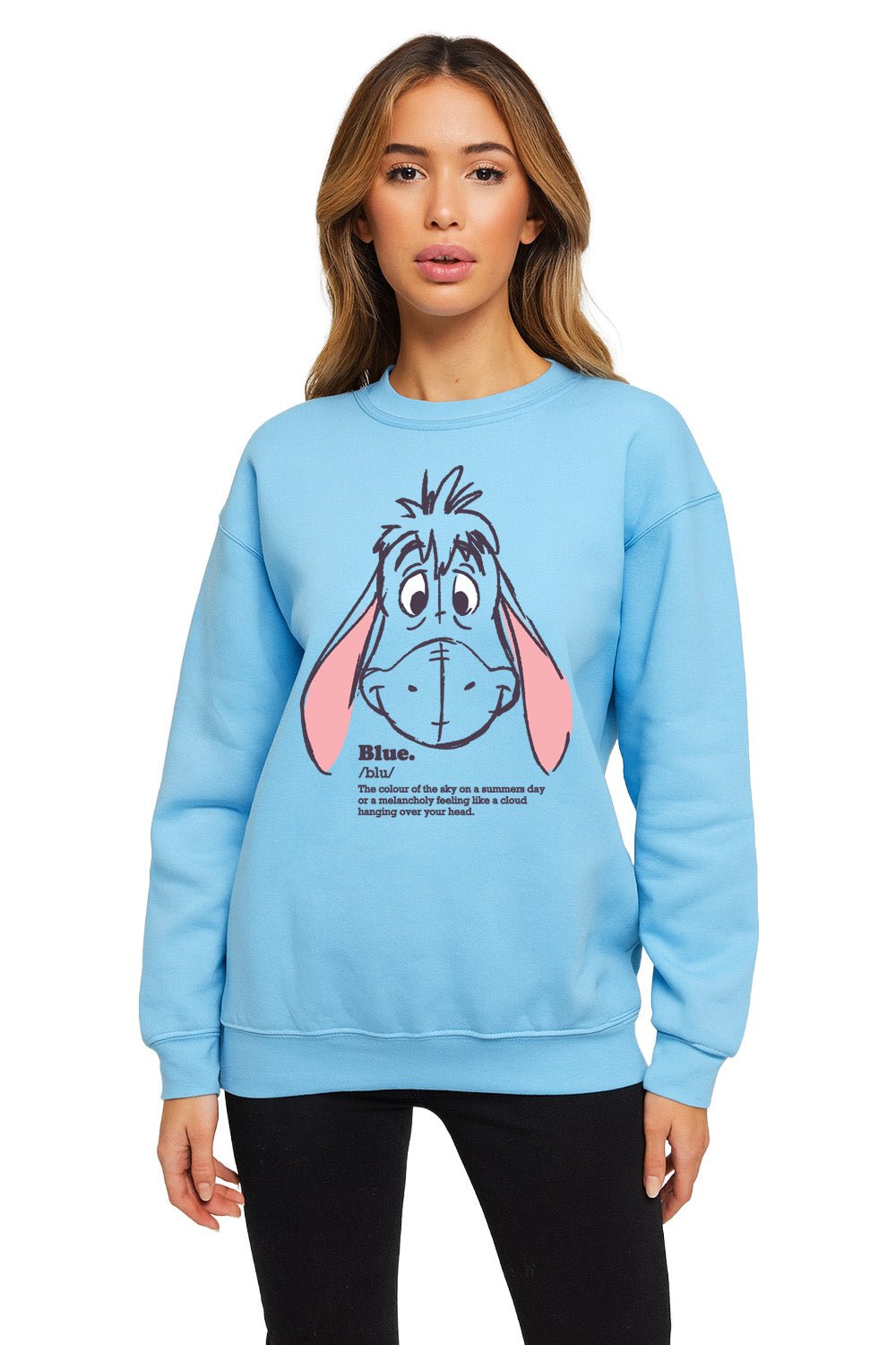 Winnie the Pooh ladies sweater – Eeyore sky blue sweatshirt - Brand Threads