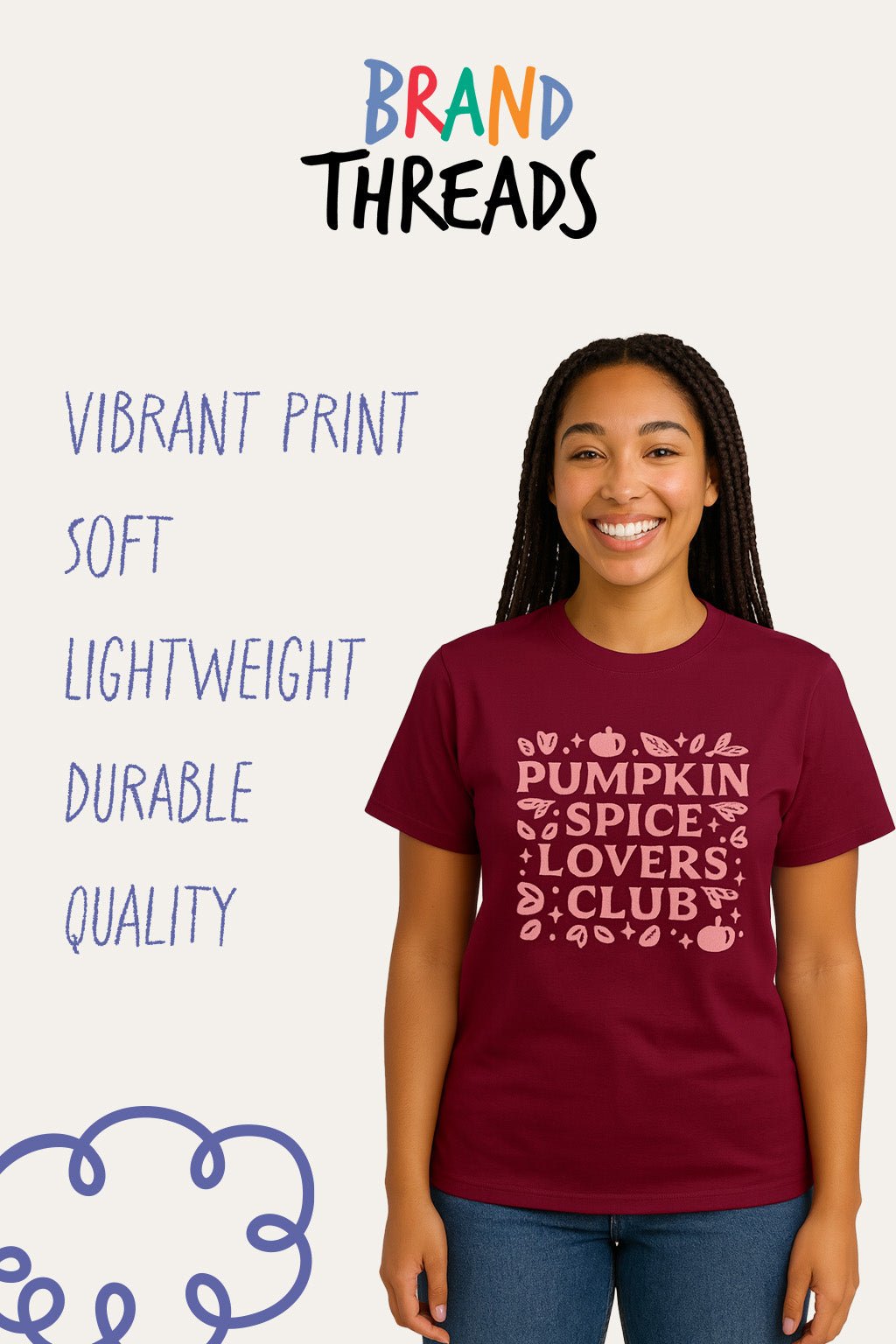 Women's Pumpkin Spice Lovers Club Maroon T-Shirt - Brand Threads