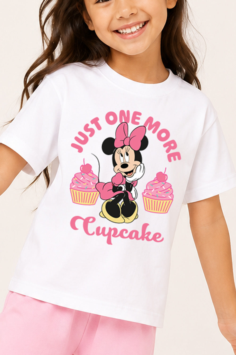 Disney Minnie Mouse Girls White and Pink Long Pyjama Set
