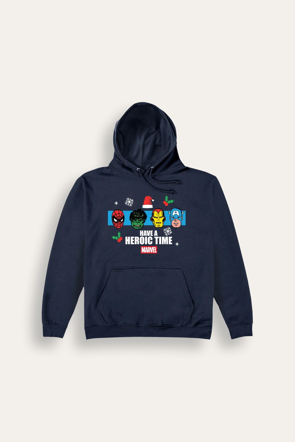 Mens Marvel Christmas Navy Hoodie