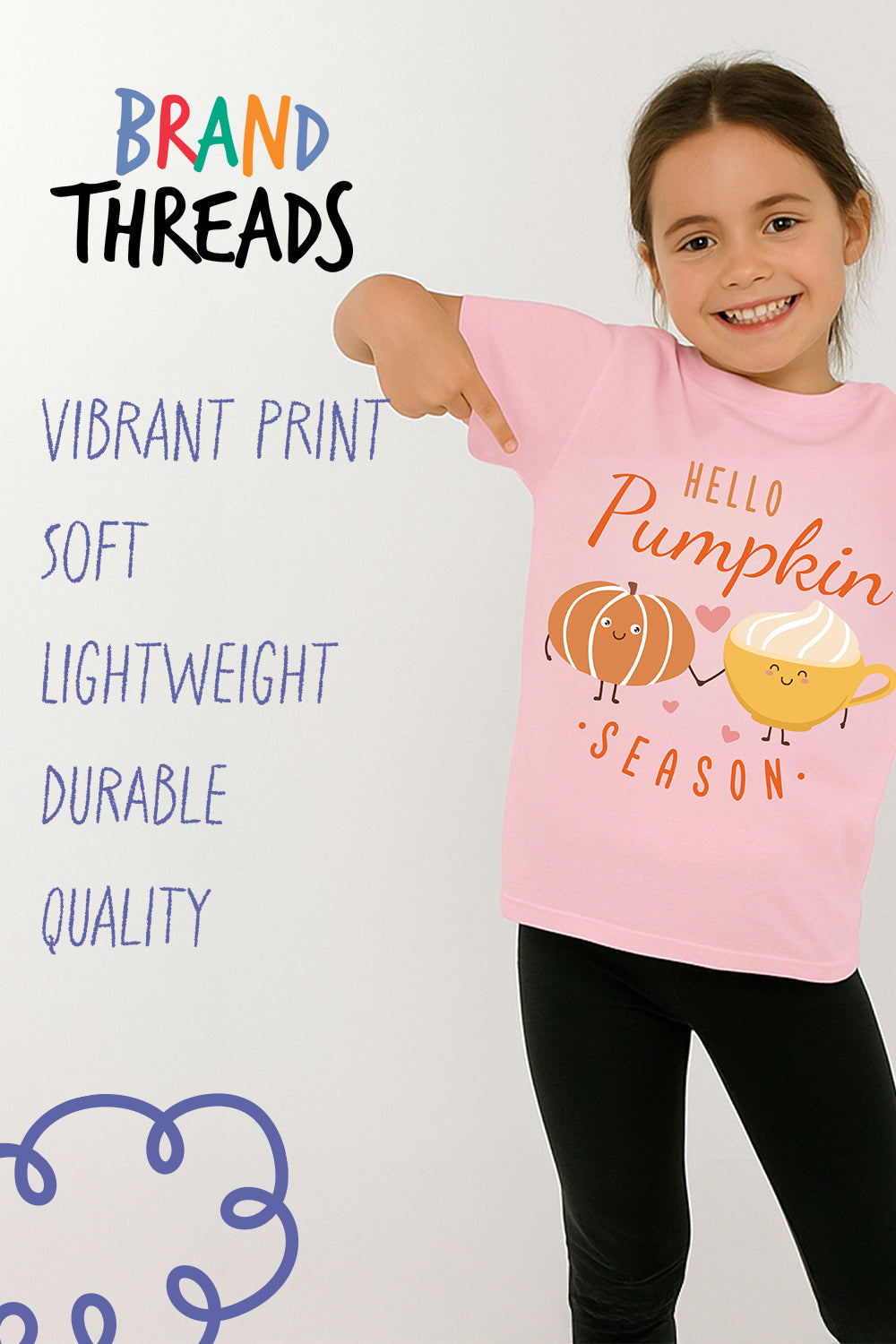 Hello Pumpkin Girls’ T-Shirt – Cute Seasonal Graphic Tee