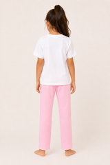 Disney Minnie Mouse Girls White and Pink Long Pyjama Set
