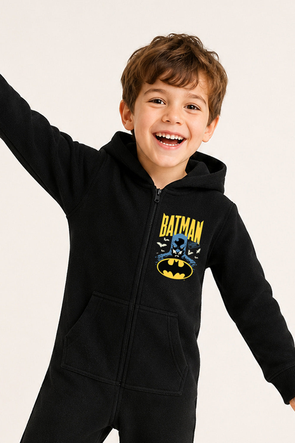 Batman Boys Black Hooded Onesie