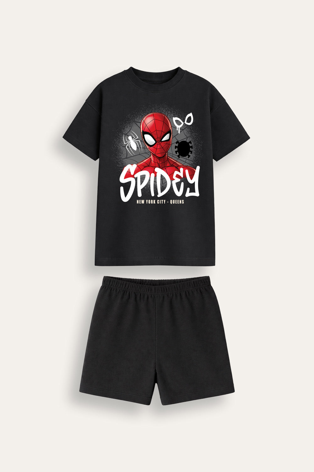 Marvel Spiderman Boys Black Short Pyjama Set