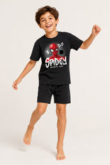 Marvel Spiderman Boys Black Short Pyjama Set