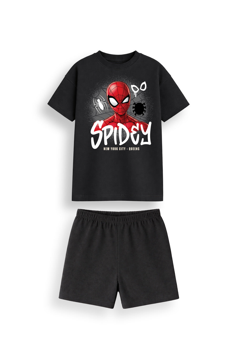 Marvel Spiderman Boys Black Short Pyjama Set