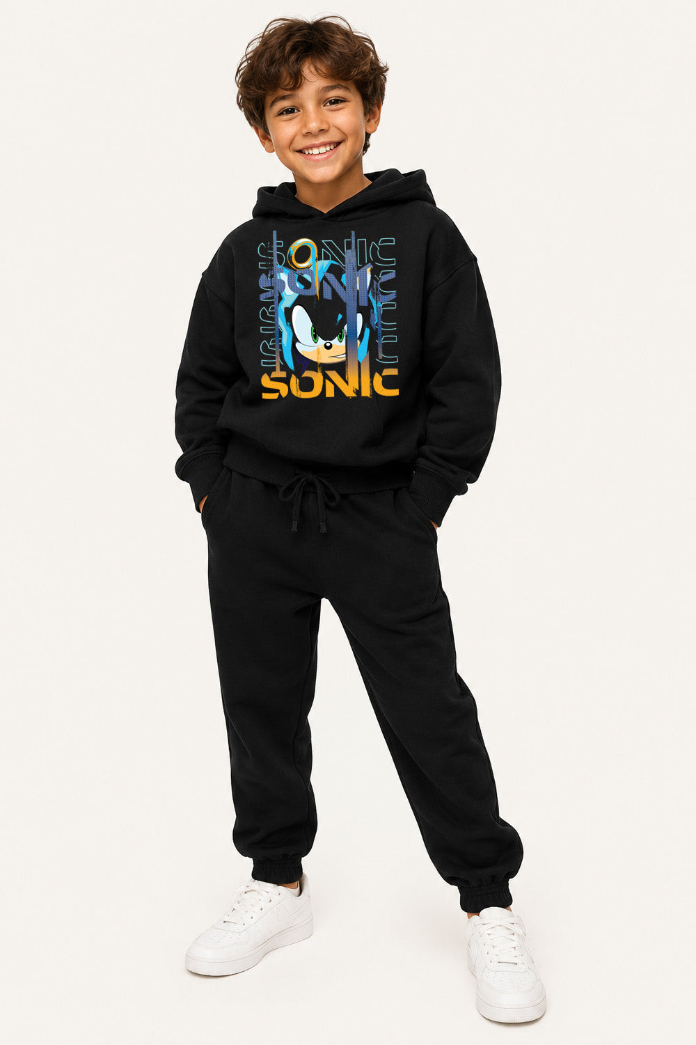 Sonic the Hedgehog Boys Black Hoodie and Joggers Set