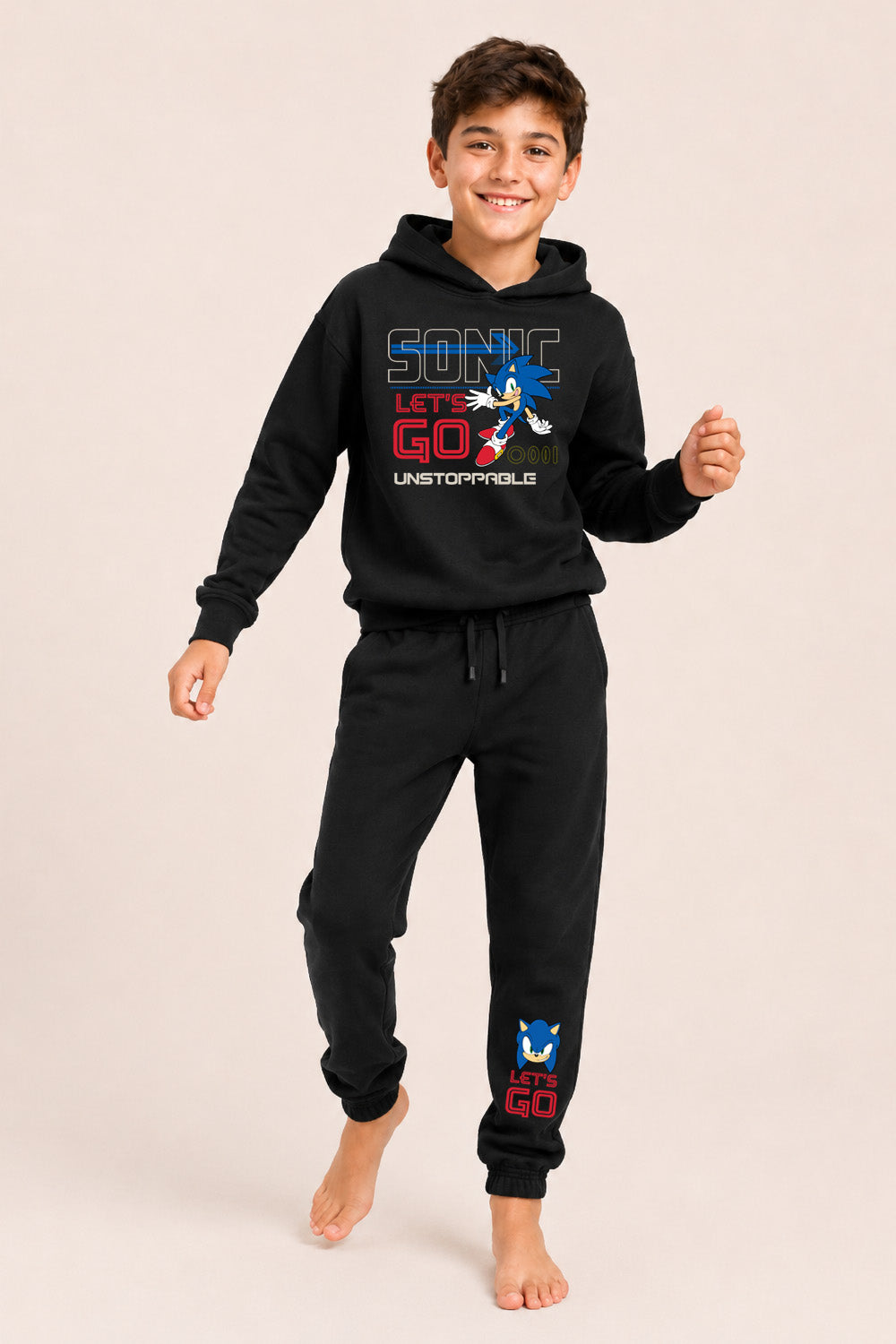 Sonic the Hedgehog Boys Black Hoodie and Jogger Set