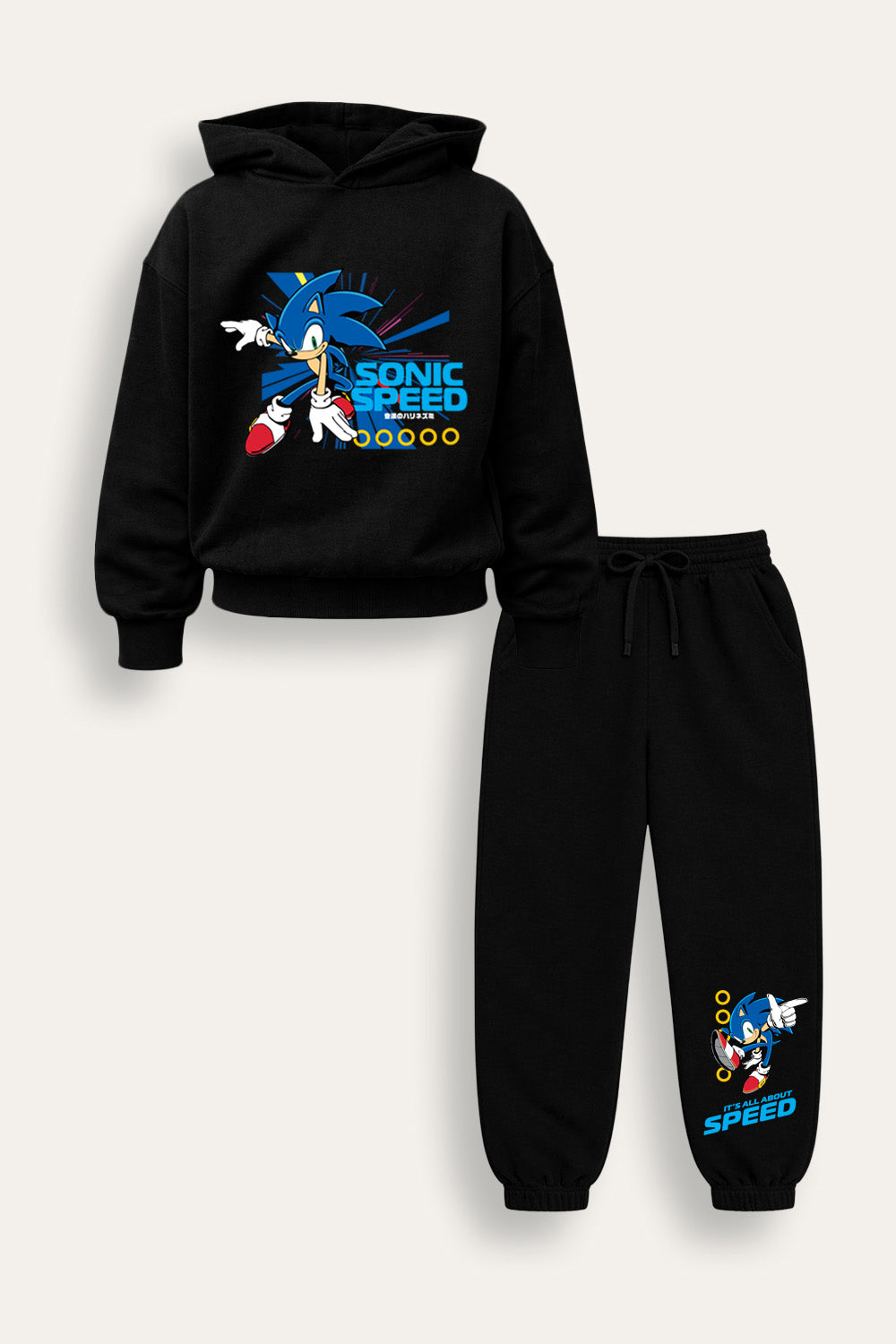 Sonic the Hedgehog Boys Black Hoodie and Jogger Set