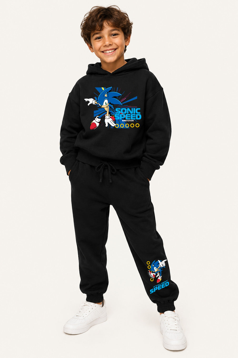Sonic the Hedgehog Boys Black Hoodie and Jogger Set