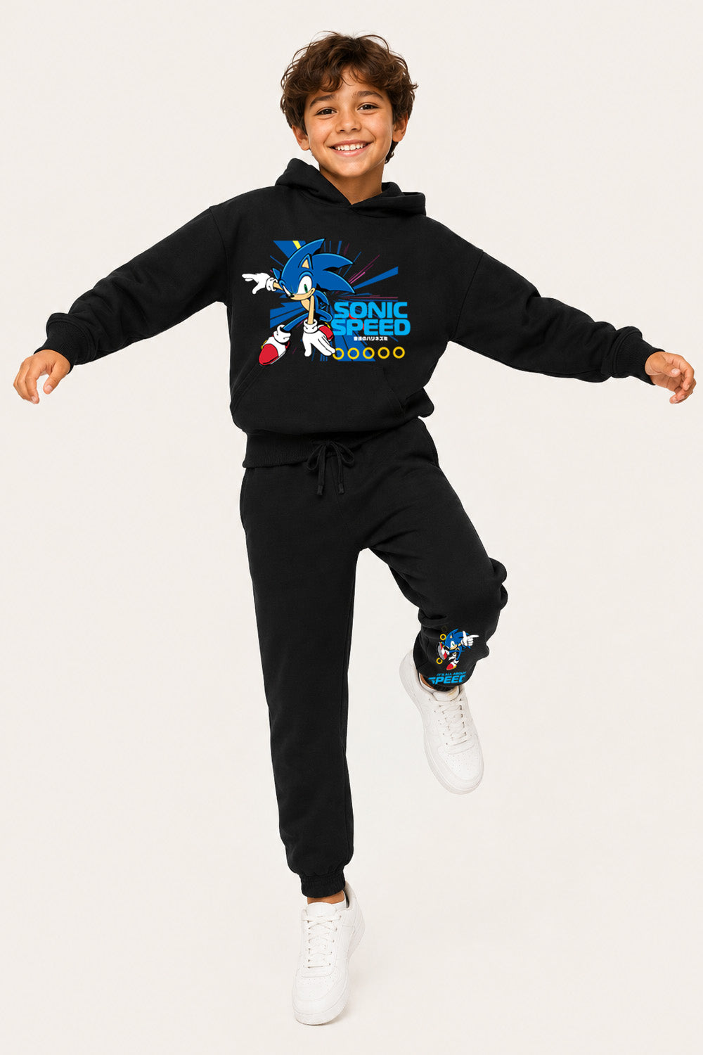 Sonic the Hedgehog Boys Black Hoodie and Jogger Set