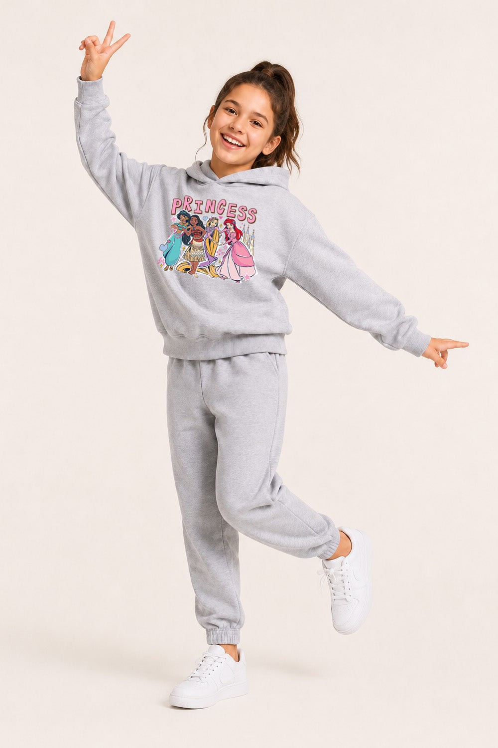 Disney Princess Girls Grey Hoodie and Joggers Set