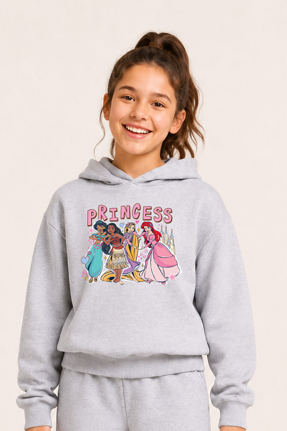 Disney Princess Girls Grey Hoodie and Joggers Set