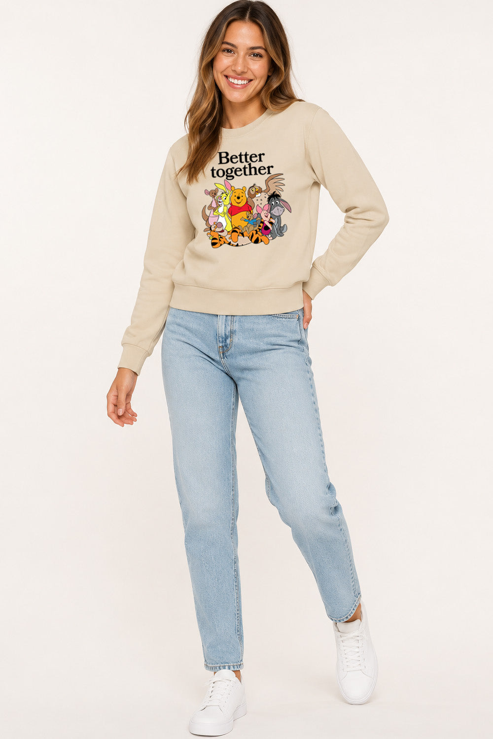 Disney Winnie the Pooh Ladies Cream Sweatshirt