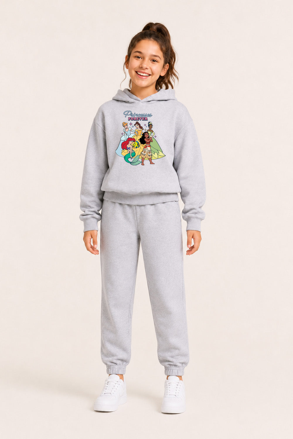 Disney Princess Girls Grey Hoodie and Joggers Set