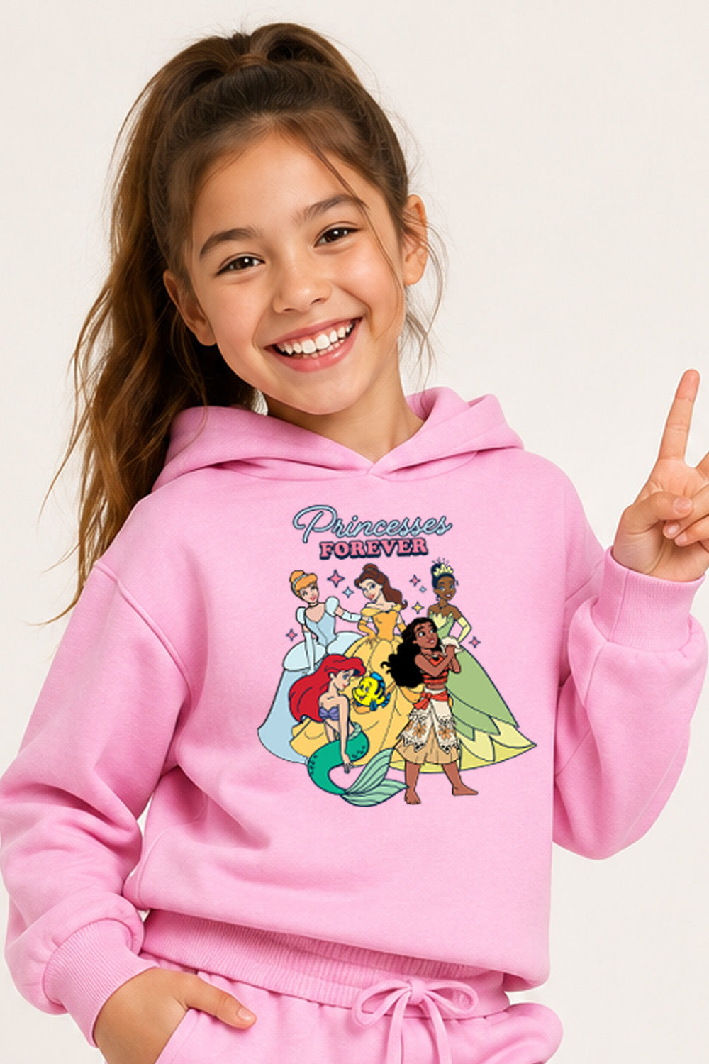 Disney Princess Girls Pink Hoodie and Joggers Set
