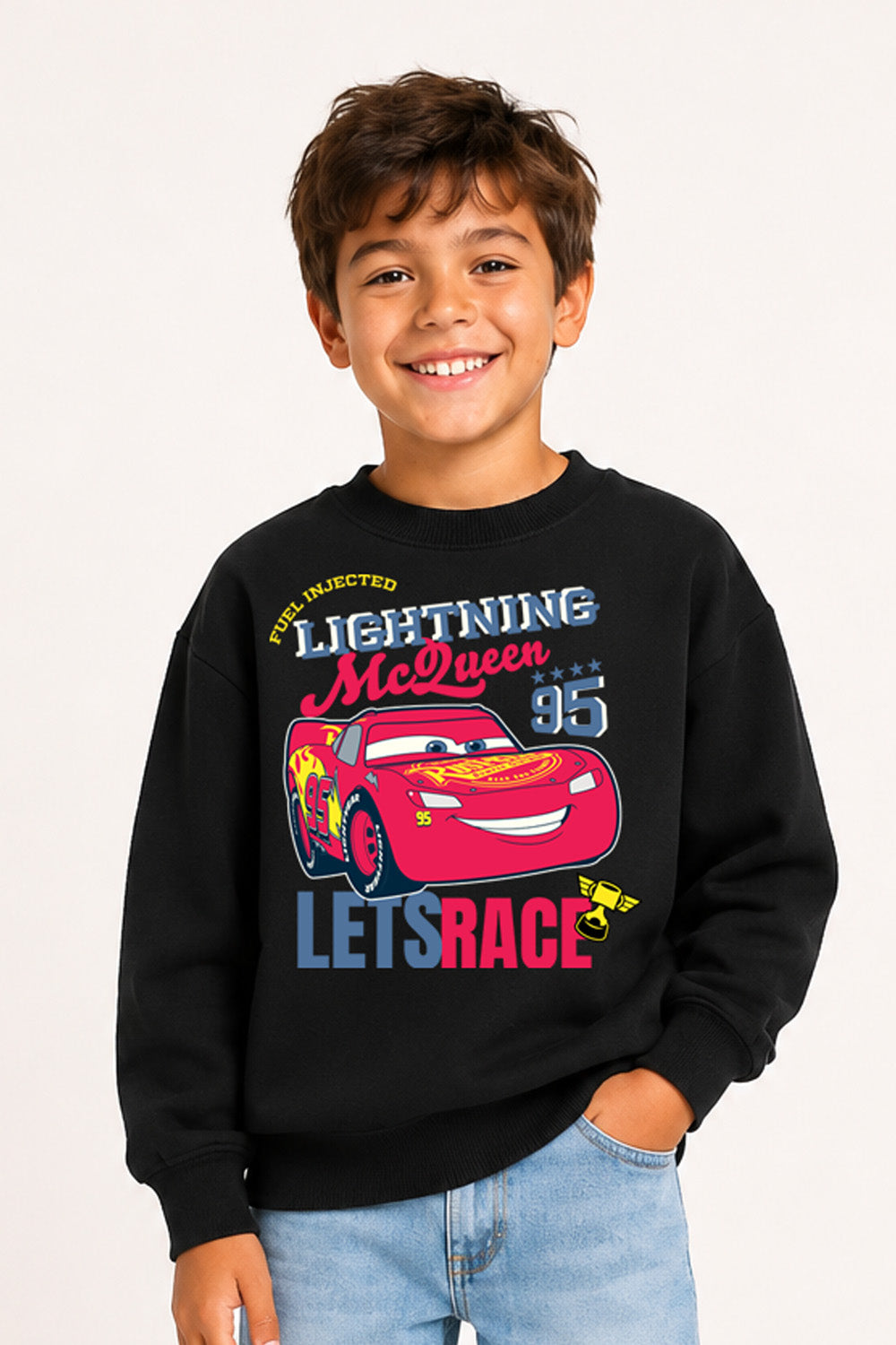 Disney Cars Lightning McQueen Boys Black Sweatshirt