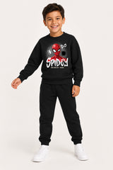 Marvel Spiderman Boys Black Sweatshirt and Jogger Set