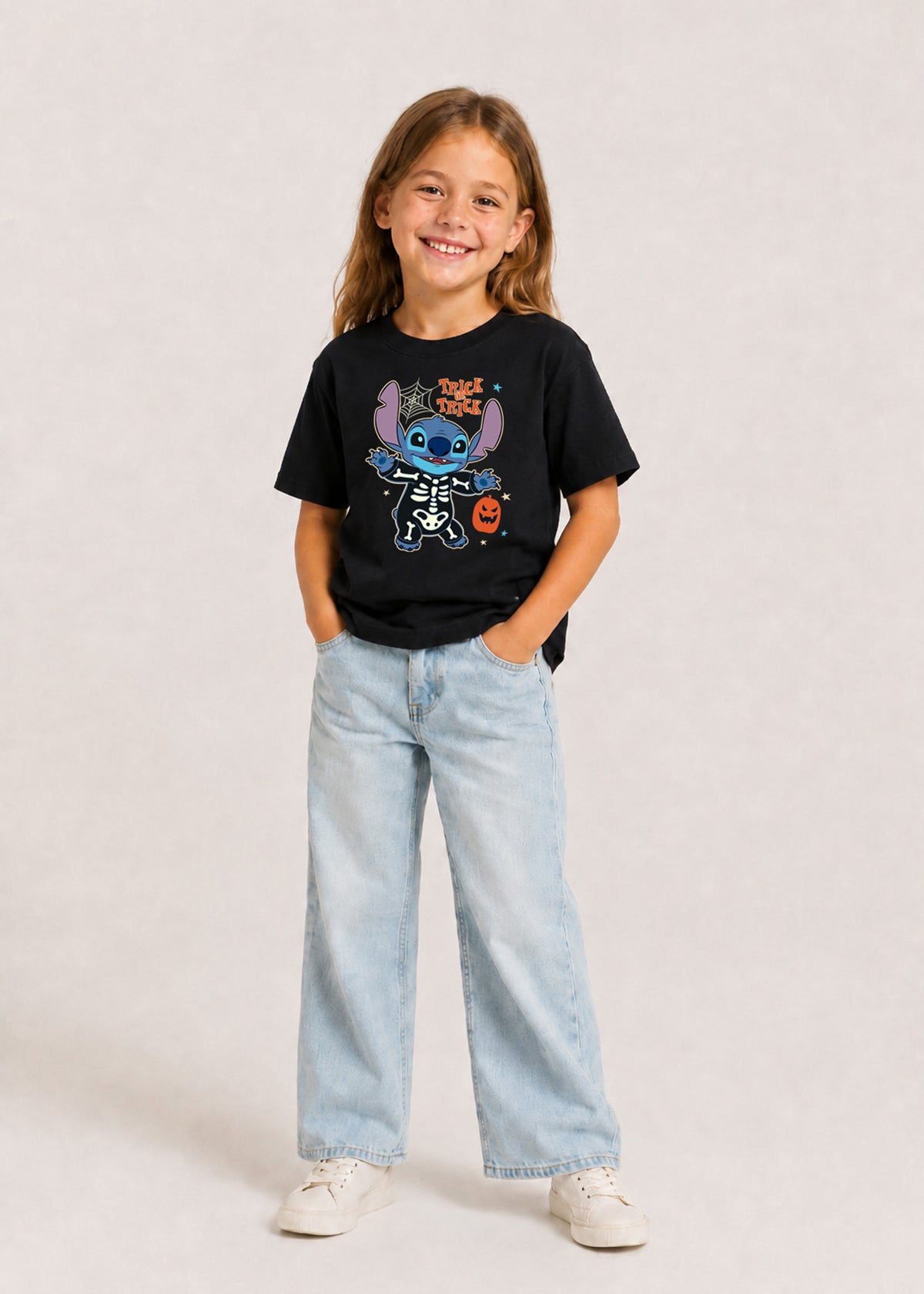 Disney Stitch Girls Black Halloween T-Shirt