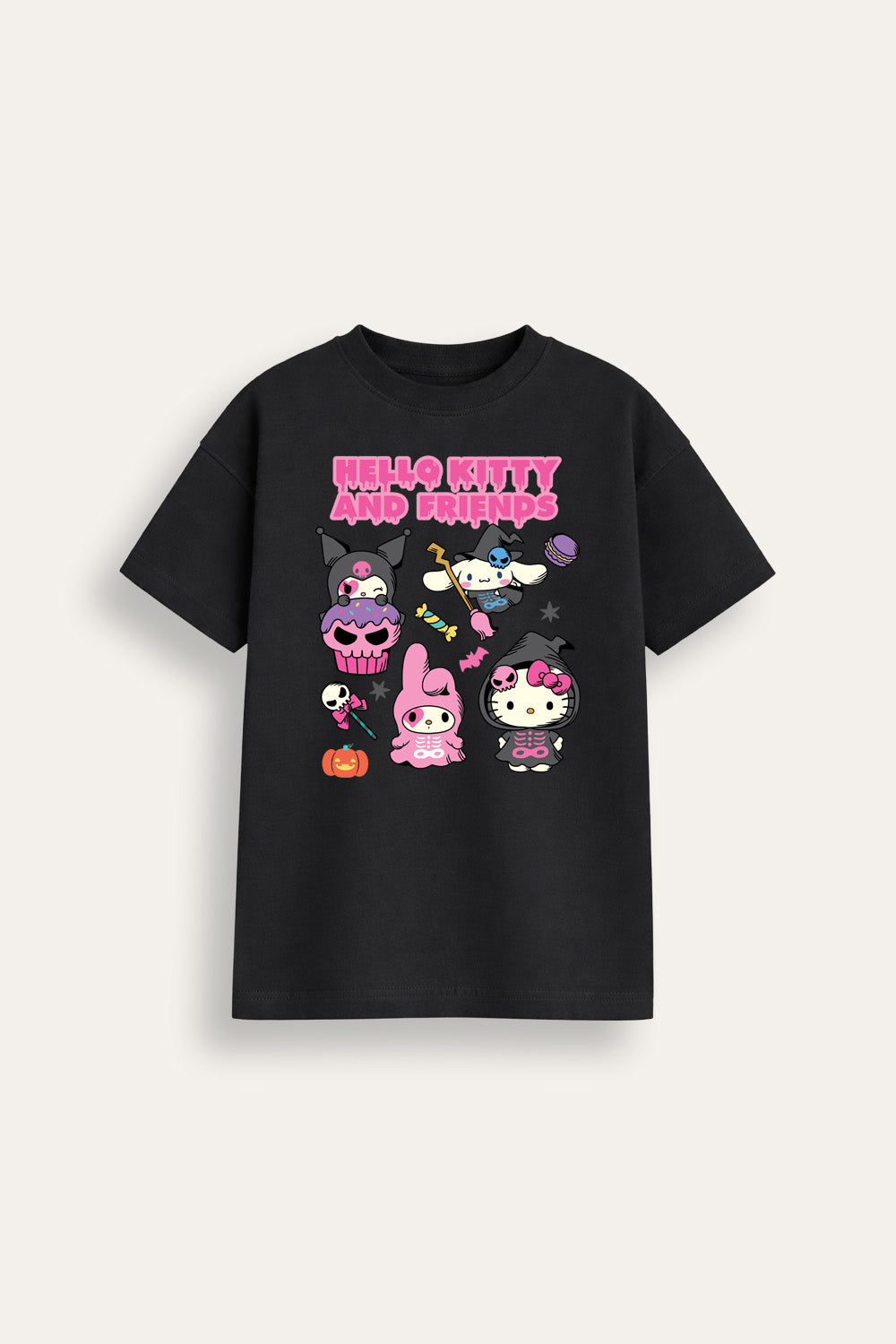 Hello Kitty Girls Black Halloween T-Shirt