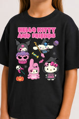 Hello Kitty Girls Black Halloween T-Shirt
