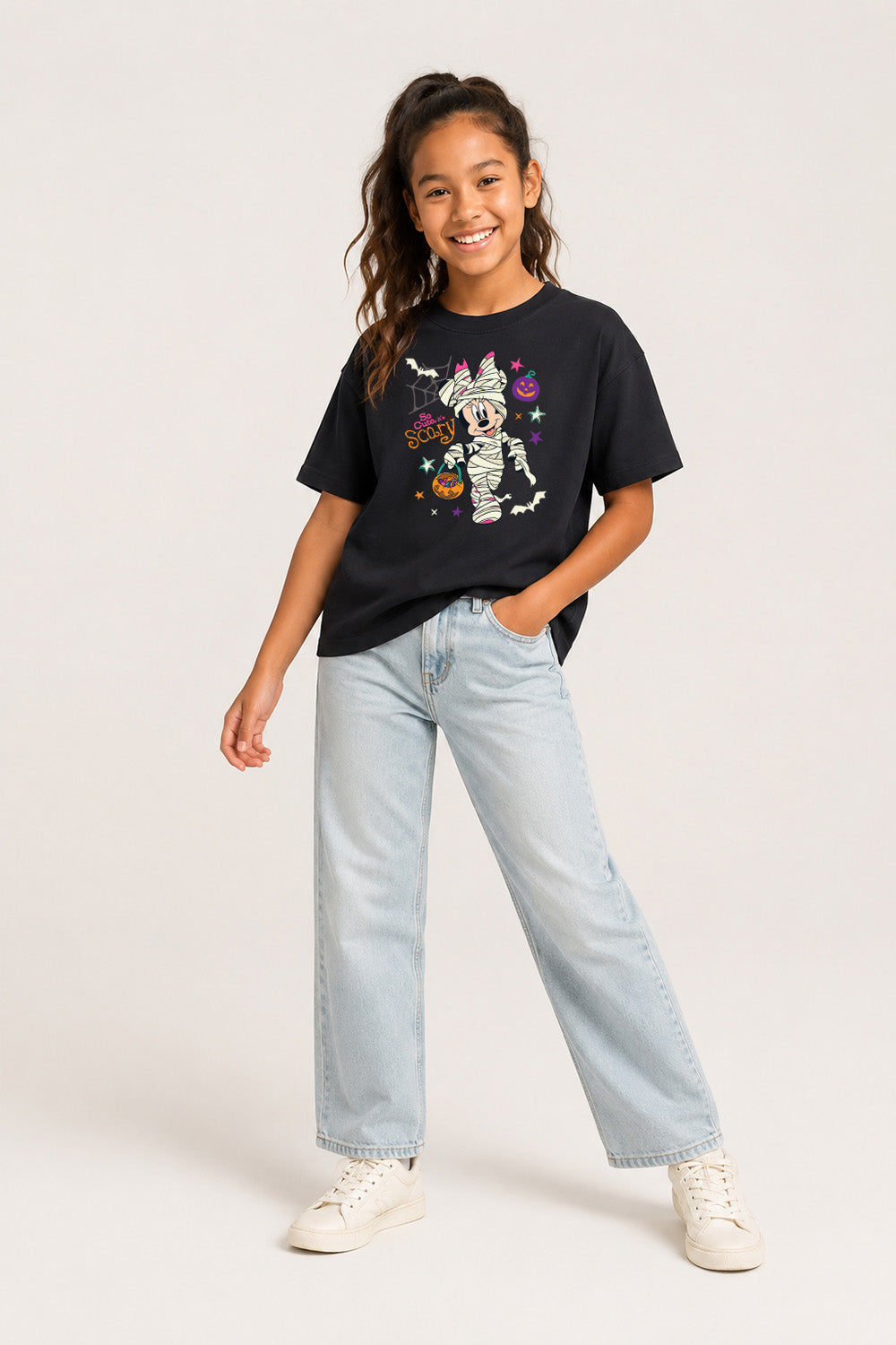 Minnie Mouse Girls Black Halloween T-Shirt